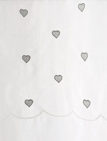 Paire de petits voilages droits sablés avec top à coeurs