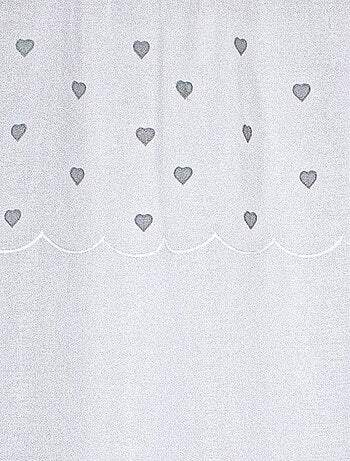 Paire de petits voilages droits sablés avec top à coeurs