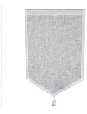 Paire de petits voilages en 100% lin avec pointe et pompon