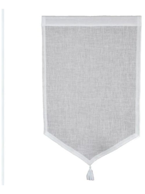 Paire de petits voilages en 100% lin avec pointe et pompon - Kiabi