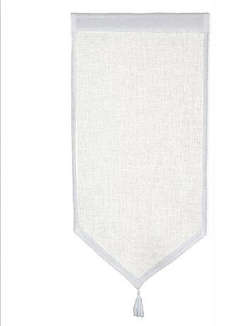 Paire de petits voilages en 100% lin avec pointe et pompon