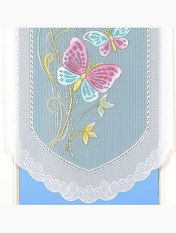 Paire de petits voilages en dentelle motifs papillons