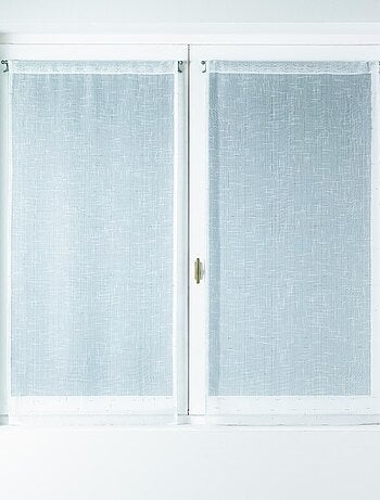 Paire de petits voilages en étamine flamée argent