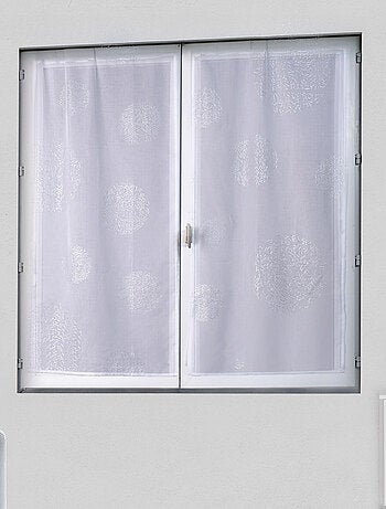 Paire de petits voilages en étamine motif argent