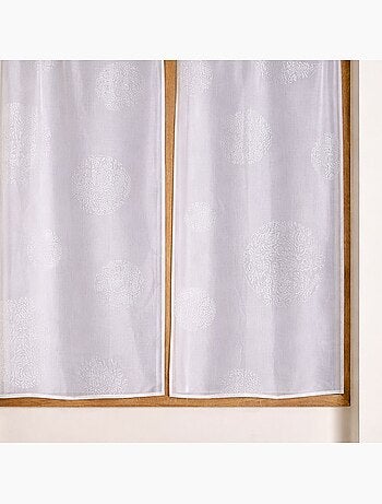 Paire de petits voilages en étamine motif argent