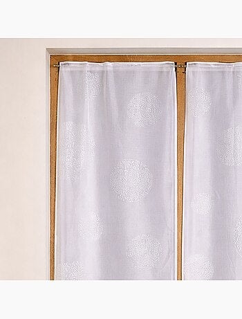 Paire de petits voilages en étamine motif argent