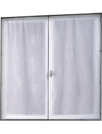 Paire de petits voilages en étamine motif argent