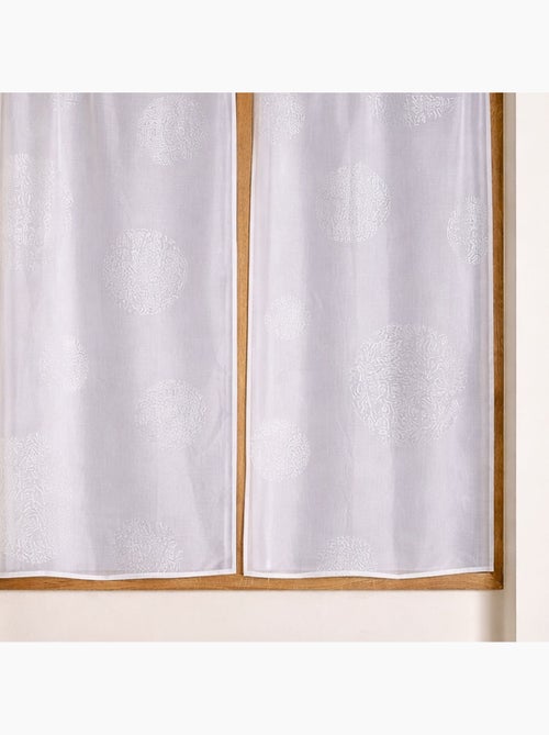 Paire de petits voilages en étamine motif argent - Kiabi