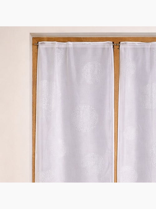 Paire de petits voilages en étamine motif argent - Kiabi