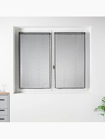 Paire de Petits voilages en Organza à Rayures Argentées