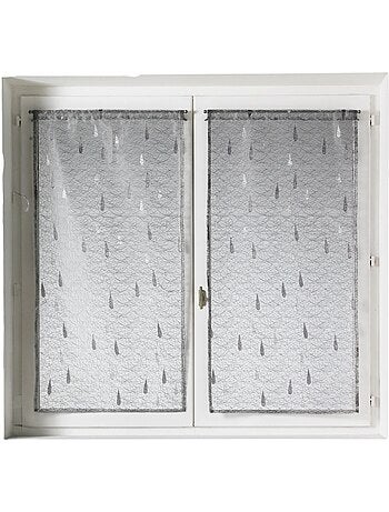 Paire de petits voilages en organza jacquard motifs de gouttes