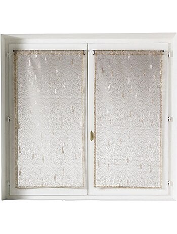 Paire de petits voilages en organza jacquard motifs de gouttes