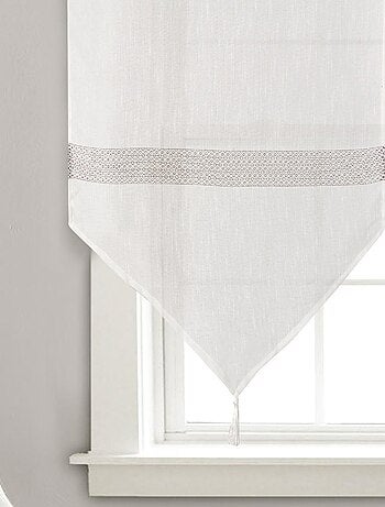 Paire de petits voilages en pointe à rayures ajourées