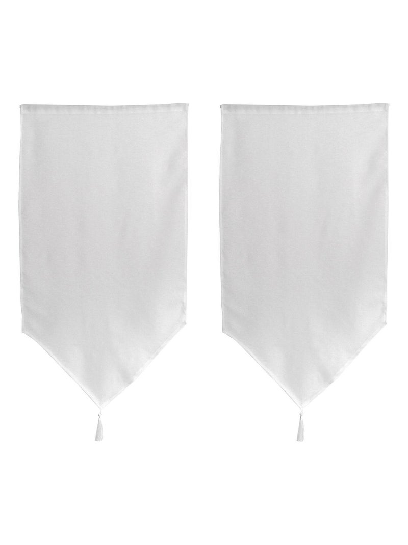 Paire de petits voilages en pointe avec pompon Blanc - Kiabi