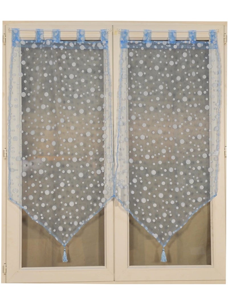 Paire de petits voilages motif de bulles argentées Bleu - Kiabi