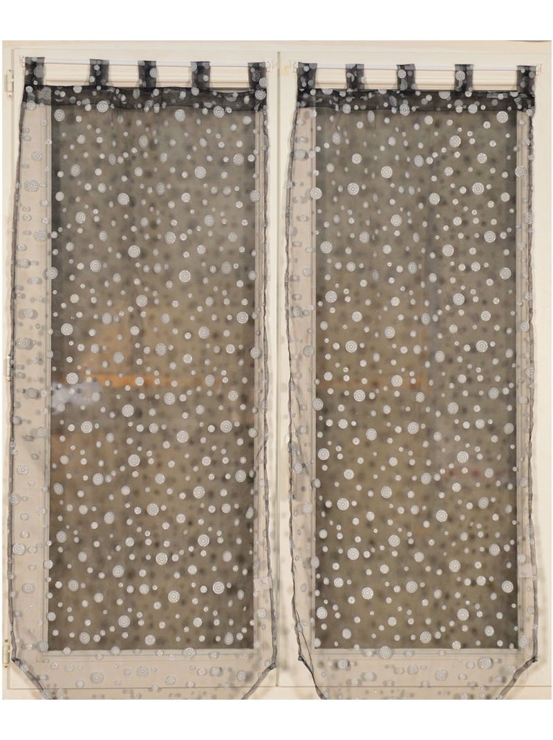 Paire de petits voilages motif de bulles argentées Noir - Kiabi