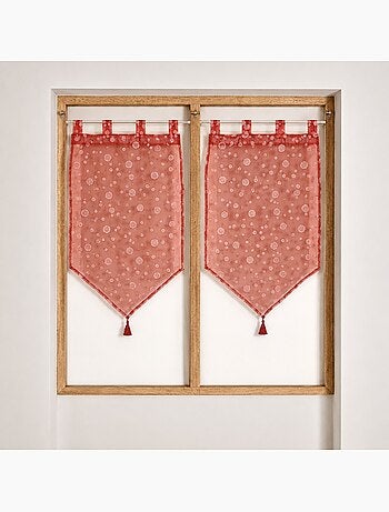 Paire de petits voilages motif de bulles argentées