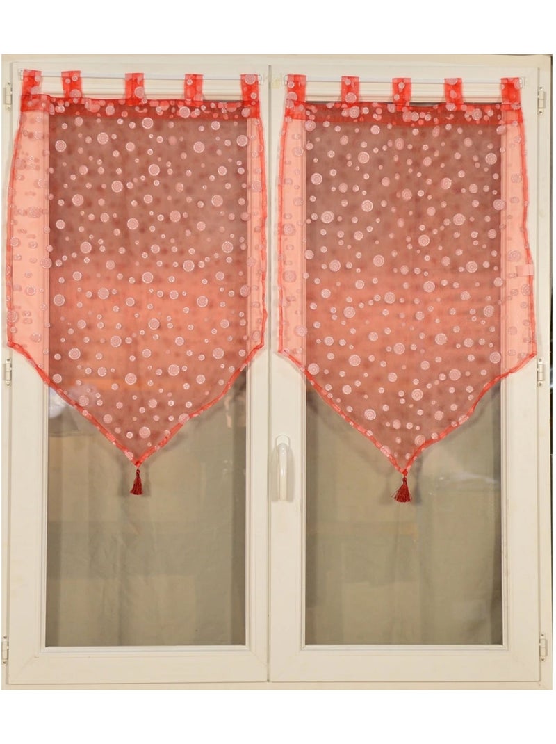 Paire de petits voilages motif de bulles argentées Rouge - Kiabi