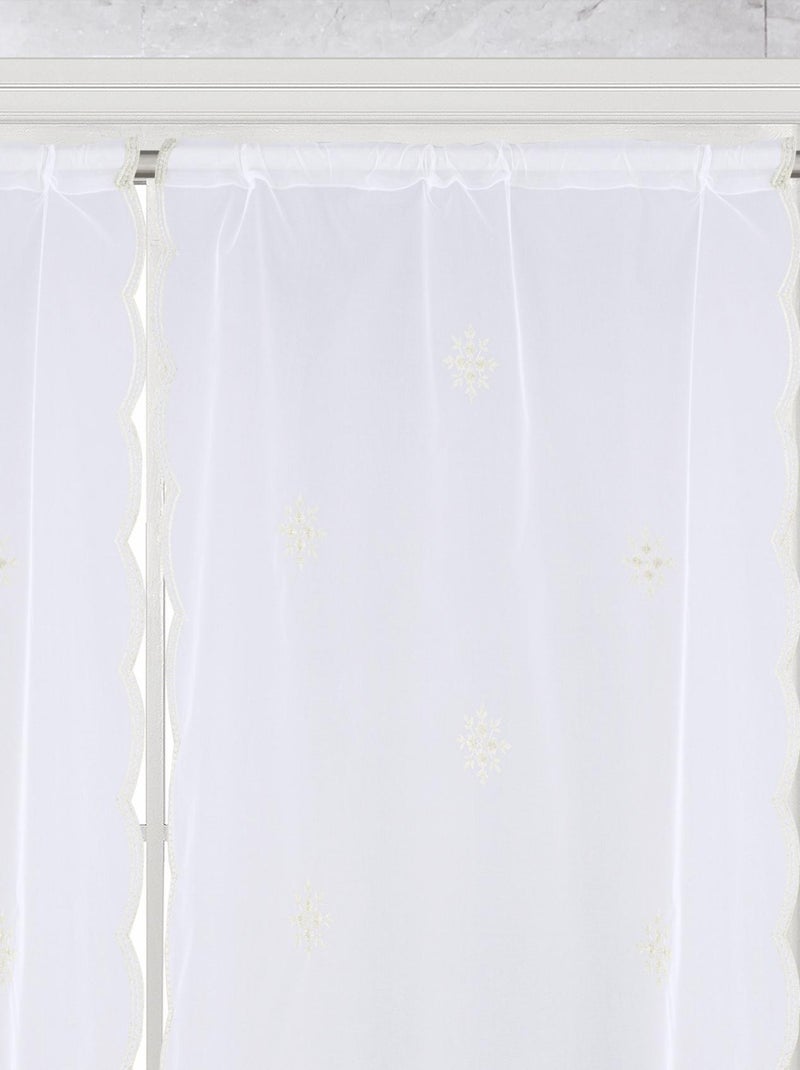 Paire de petits voilages motif flocons Ecru - Kiabi