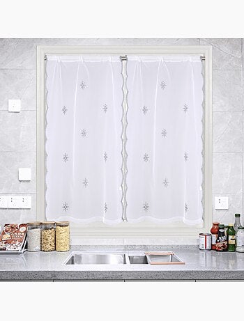 Paire de petits voilages motif flocons