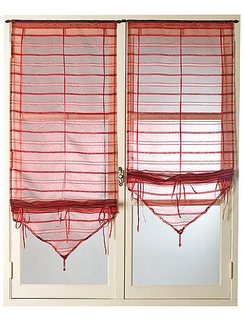 Paire de petits voilages organza à fine rayures et fils brillants "Alizée