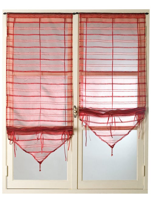 Paire de petits voilages organza à fine rayures et fils brillants "Alizée" - Kiabi