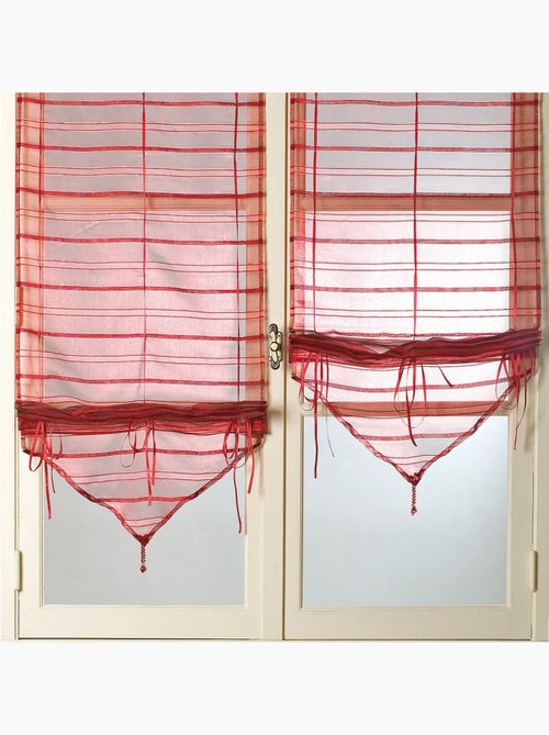 Paire de petits voilages organza à fine rayures et fils brillants "Alizée" - Kiabi