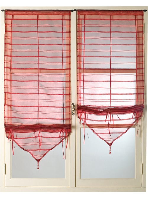 Paire de petits voilages organza à fine rayures et fils brillants "Alizée" - Kiabi