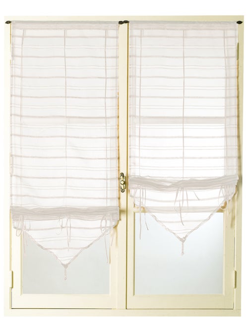 Paire de petits voilages organza à fine rayures et fils brillants "Alizée" - Kiabi