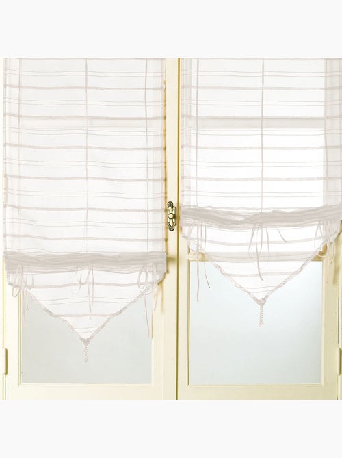Paire de petits voilages organza à fine rayures et fils brillants "Alizée" - Kiabi