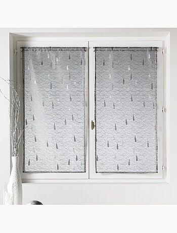 Paire de petits voilages Organza et Jacquard à motifs gouttes