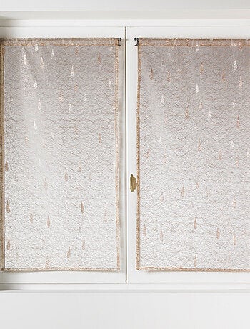 Paire de petits voilages Organza et Jacquard à motifs gouttes