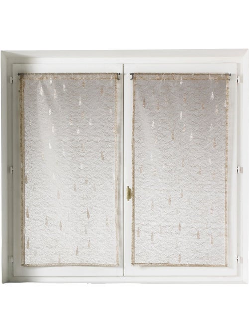 Paire de petits voilages Organza et Jacquard à motifs gouttes - Kiabi