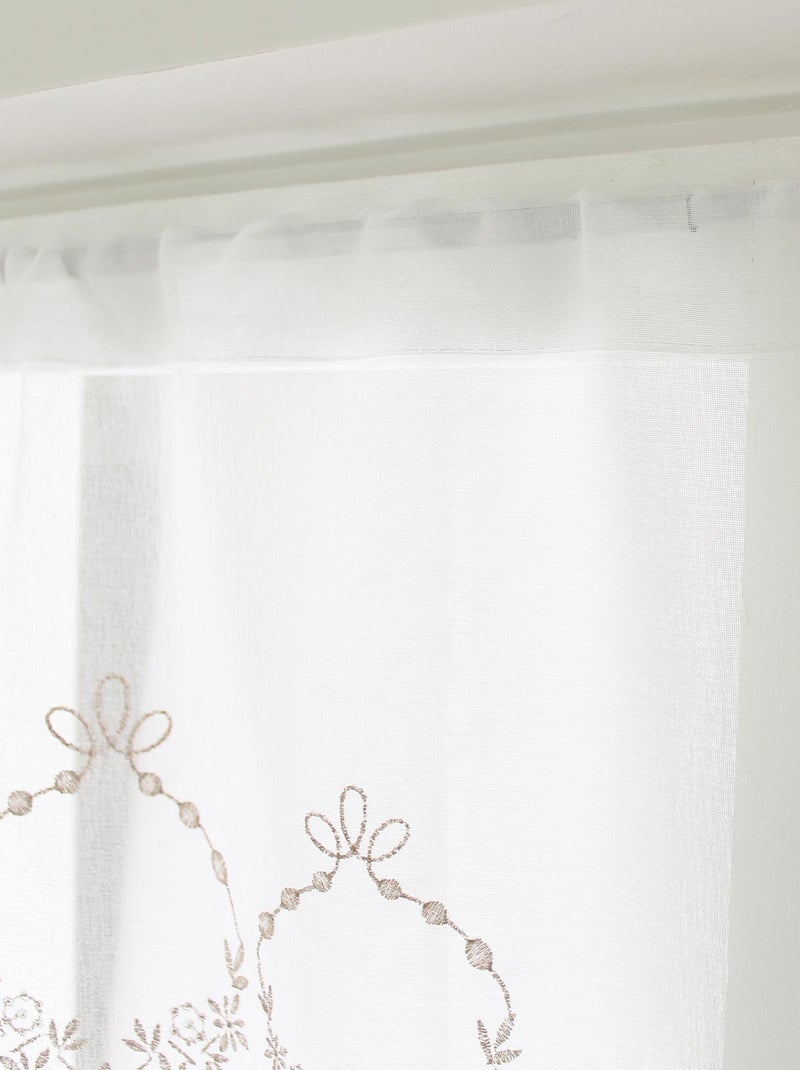 Paire de petits voilages ornée de broderies Beige - Kiabi
