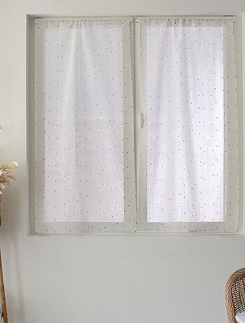 Paire de petits voilages plumetis - Effet lin