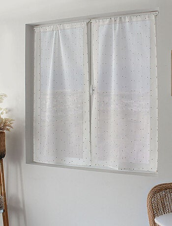 Paire de petits voilages plumetis - Effet lin