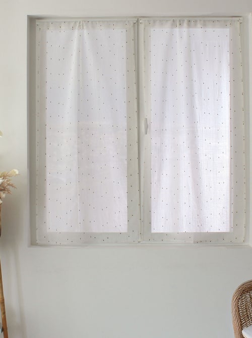 Paire de petits voilages plumetis  - Effet lin - Kiabi