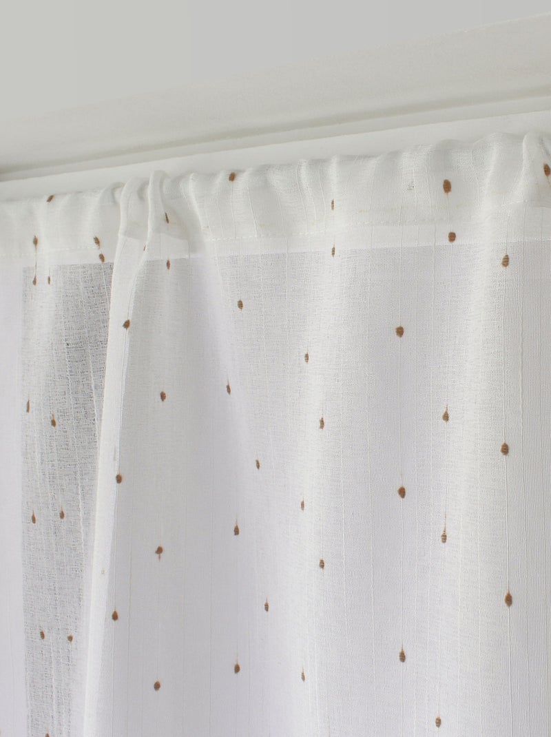 Paire de petits voilages plumetis  - Effet lin Bois naturel - Kiabi