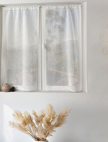 Paire de petits voilages plumetis - Effet lin