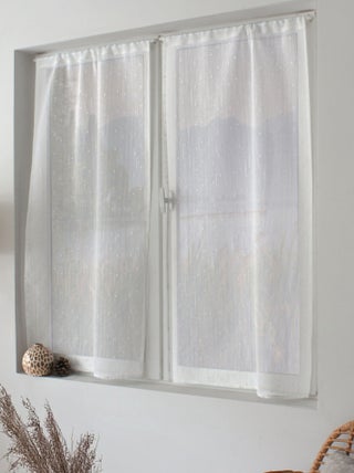 Paire de petits voilages plumetis  - Effet lin