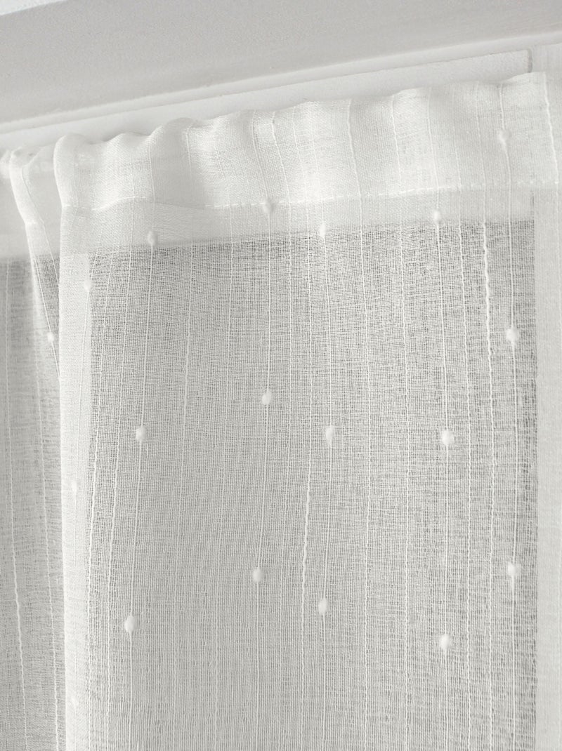 Paire de petits voilages plumetis  - Effet lin Ecru - Kiabi