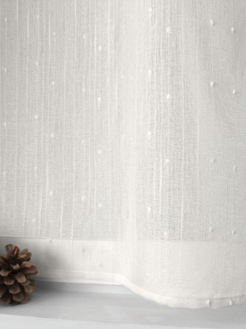 Paire de petits voilages plumetis  - Effet lin - Kiabi