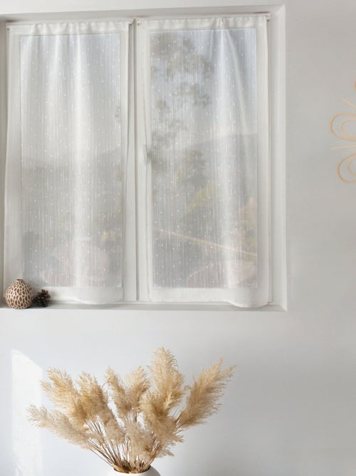 Paire de petits voilages plumetis  - Effet lin - Kiabi