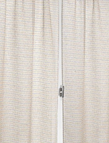 Paire de petits voilages poly-lin-coton à fines rayures