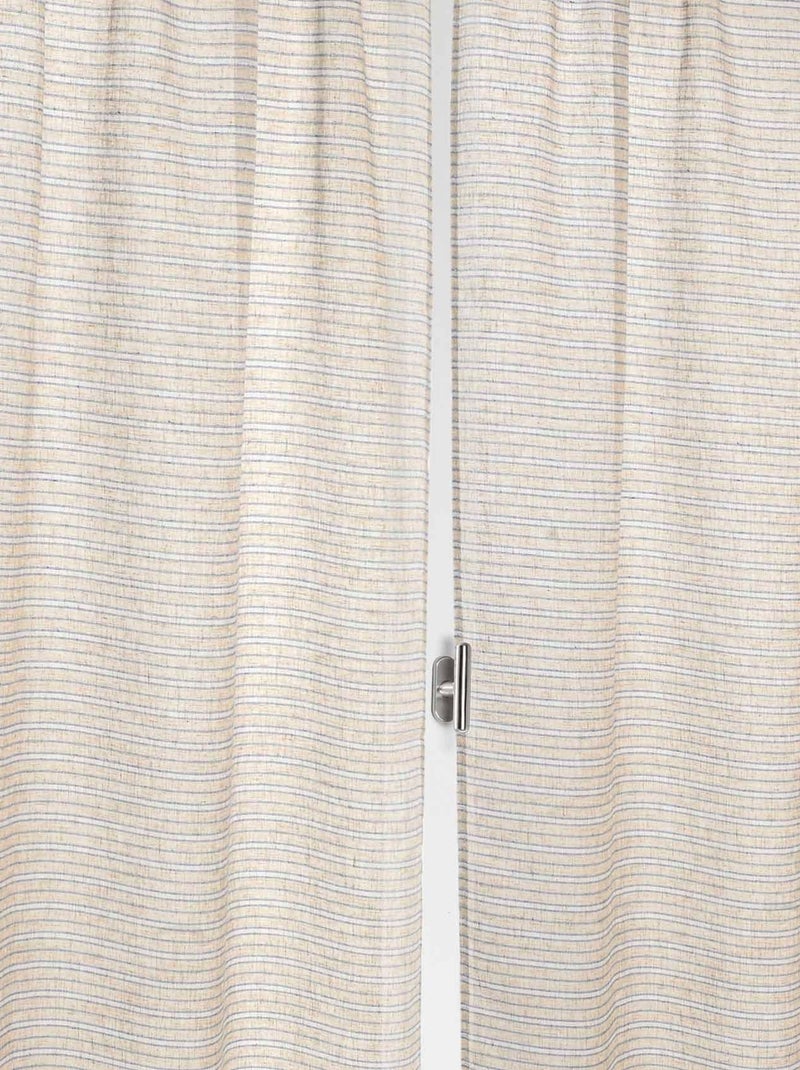 Paire de petits voilages poly-lin-coton à fines rayures Bleu - Kiabi