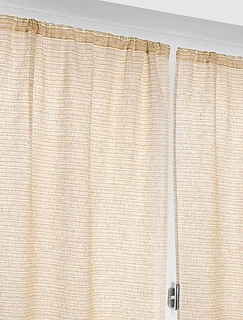 Paire de petits voilages poly-lin-coton à fines rayures