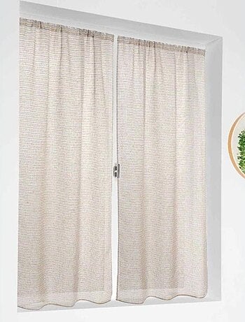 Paire de petits voilages poly-lin-coton à fines rayures