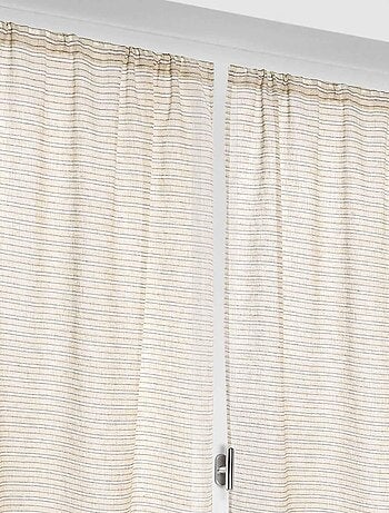 Paire de petits voilages poly-lin-coton à fines rayures