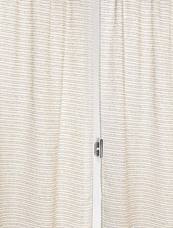 Paire de petits voilages poly-lin-coton à fines rayures