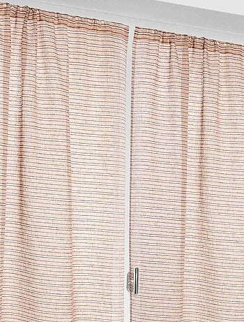 Paire de petits voilages poly-lin-coton à fines rayures
